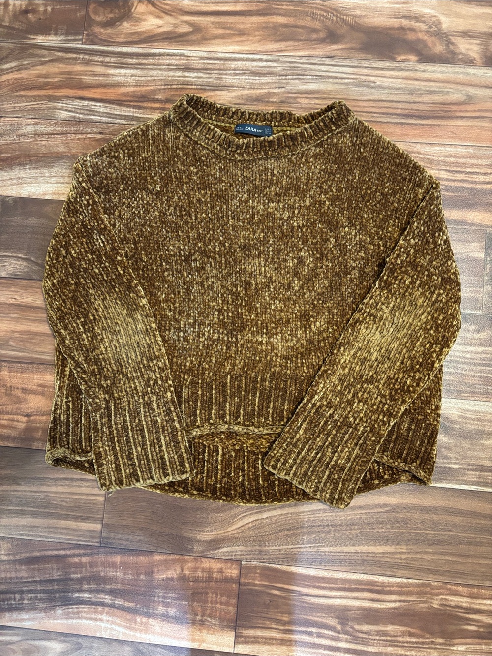 Zara Knit Chenille Crewneck Sweater - Golden Brown